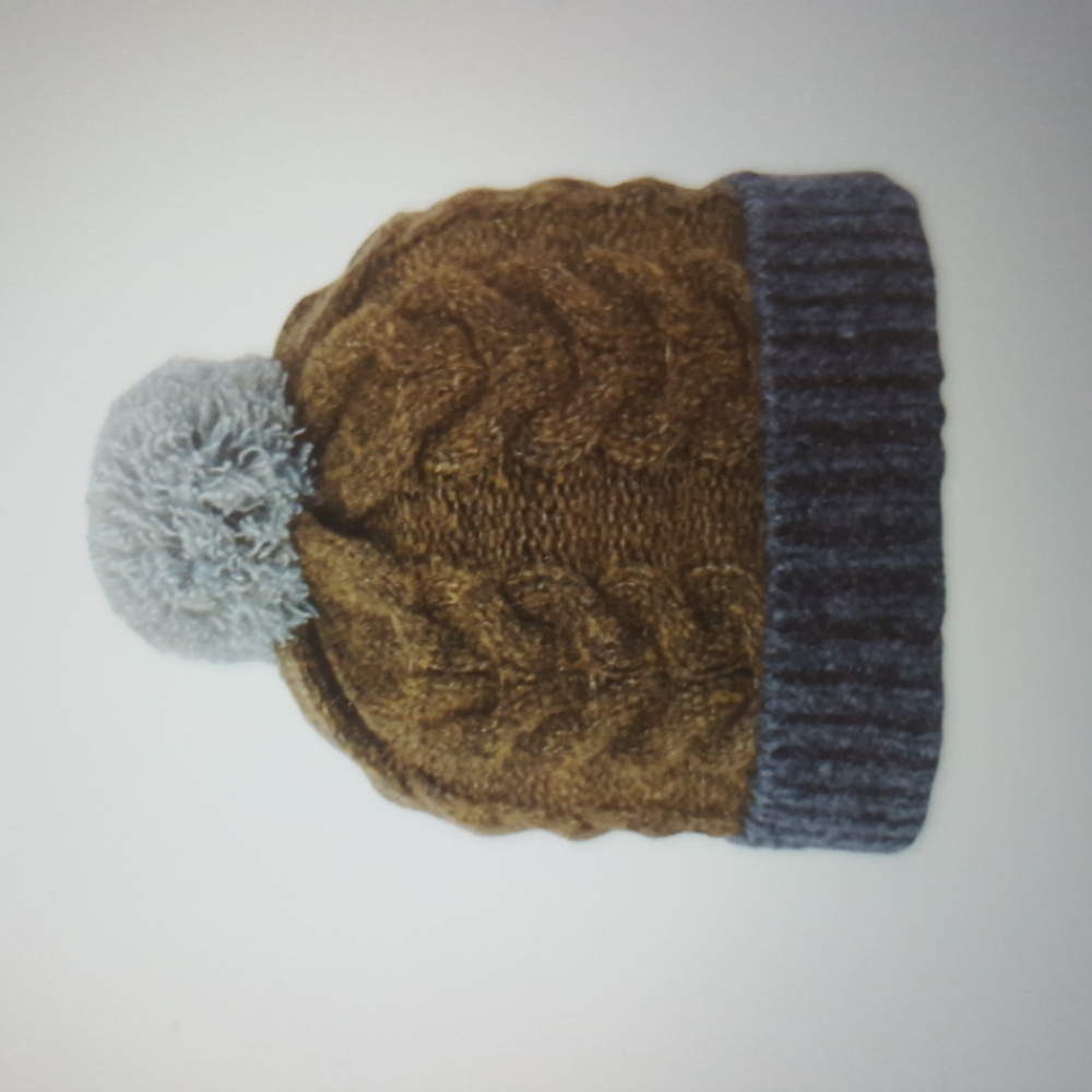 Pistil Brown and Gray Knit Pom-Pom Hat